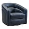 Armen Living Desi Contemporary Swivel Accent Chair in Black Genuine Leather LCDSCHBLK - alternate 1